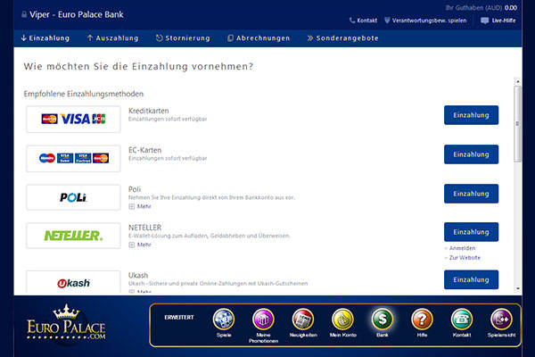 Euro Palace Einzahlung