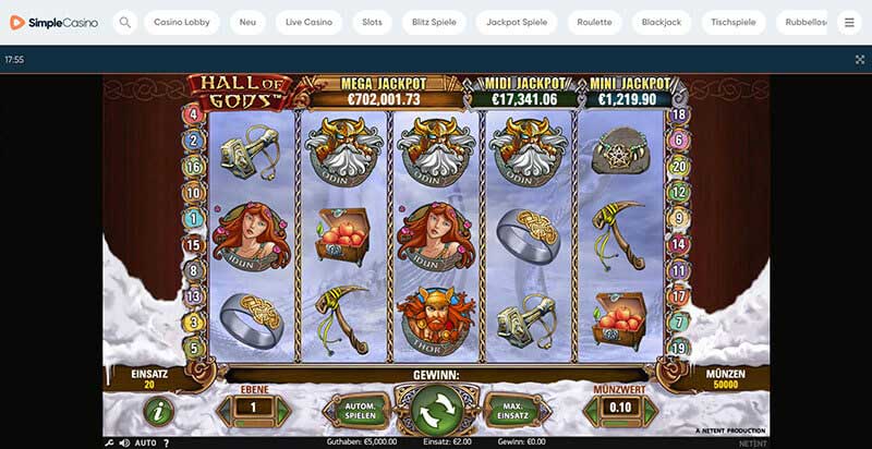 Simplecasino Hall of Gods