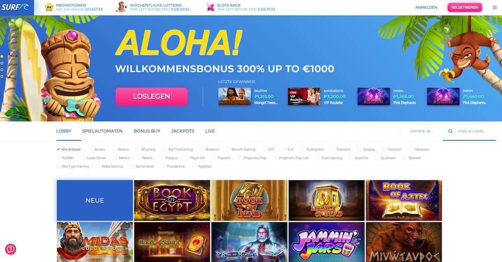 Surf Casino Home Page